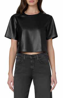 The Boxy Crop Faux Leather T-Shirt