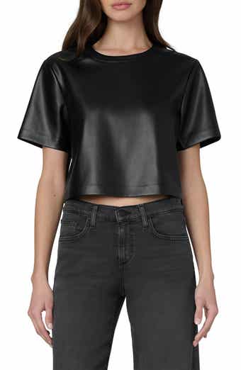 The Boxy Crop Faux Leather T-Shirt