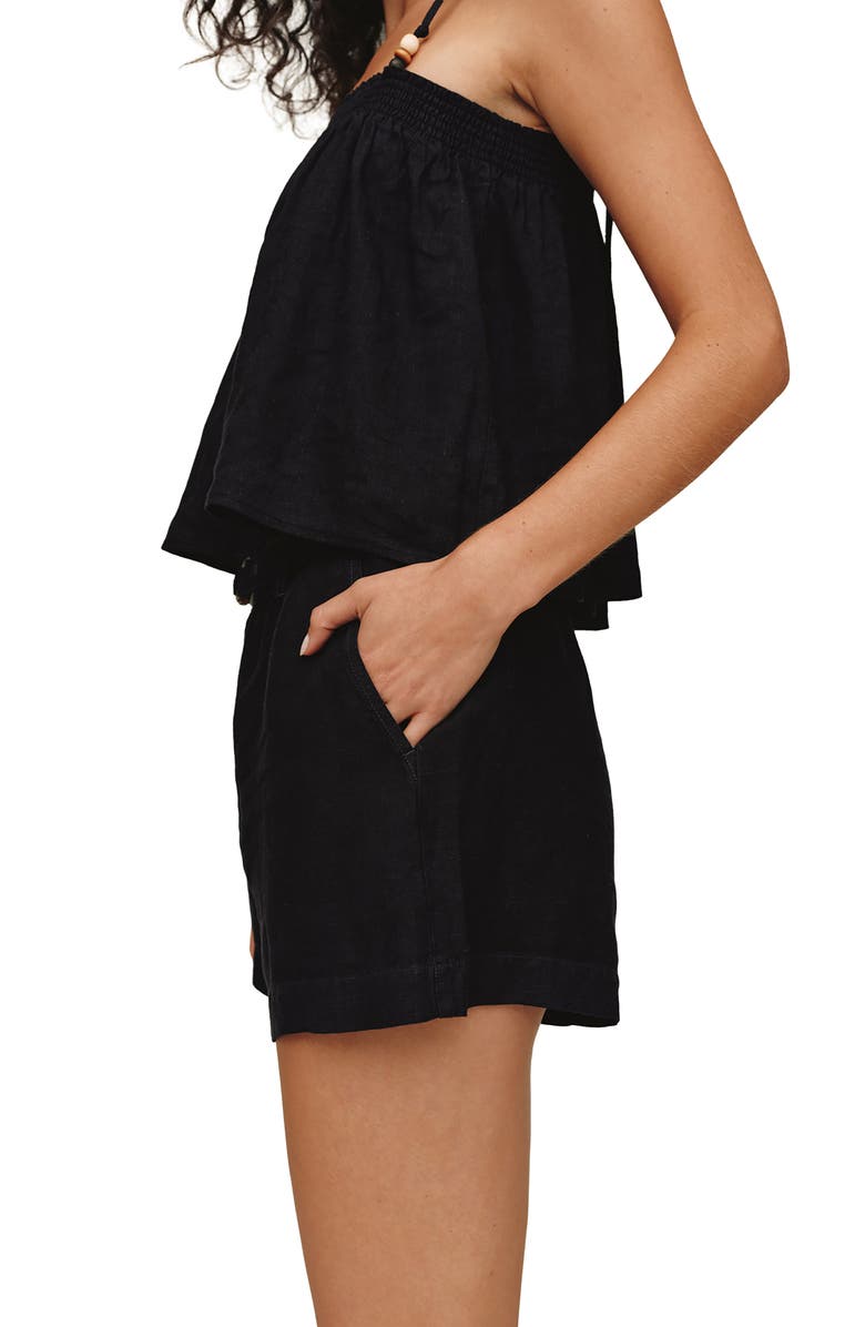 Bella Dahl Belted Eyelet Linen Blend Shorts, Alternate, color, Black