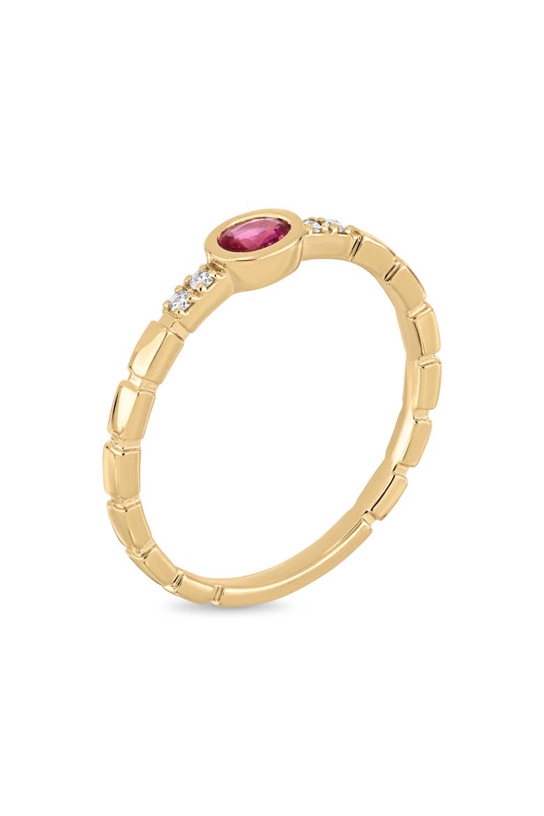 18K Gold El Mar Gemstone and Natural Diamond Stackable Ring, Alternate, color, 18K YELLOW GOLD/DIAMOND/RUBY