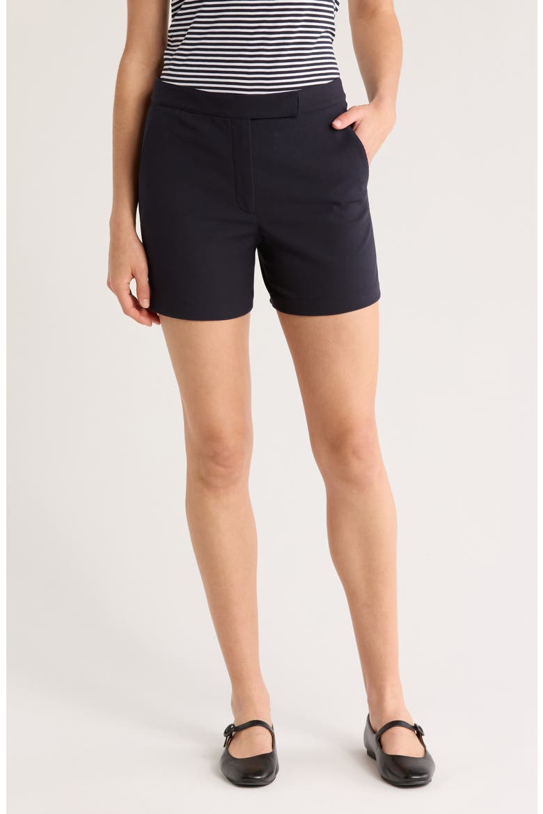 Waist Tab Cotton Blend Shorts, Main, color, DARK NAVY