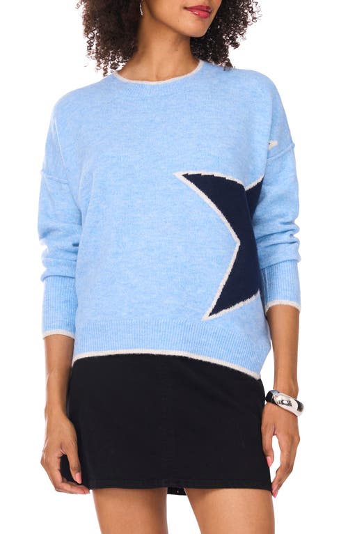 Vince Camuto Star Detail Crewneck Sweater In Blue