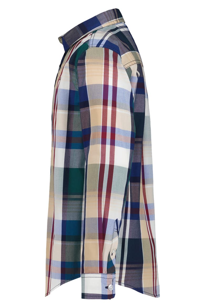 Kids' Plaid Cotton Shirt, Alternate, color, JUNE BUG