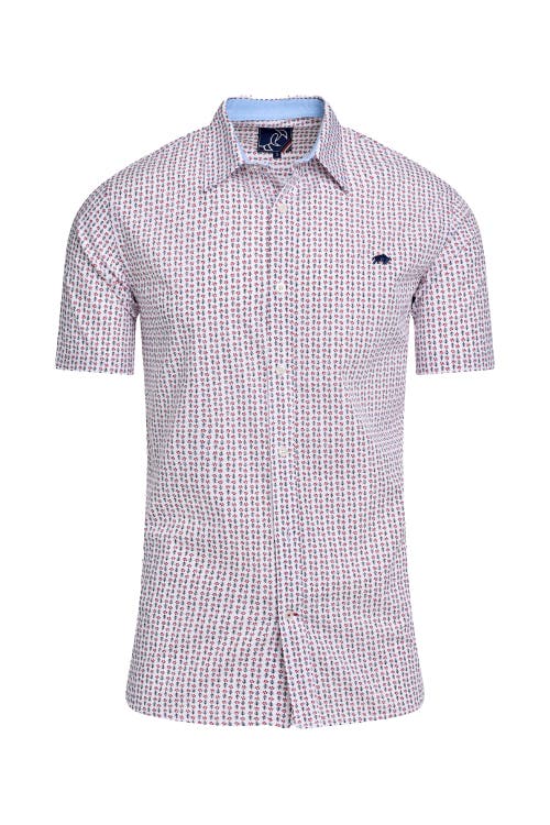 Raging Bull Short Sleeve Flower Cotton Poplin Shirt In Multi