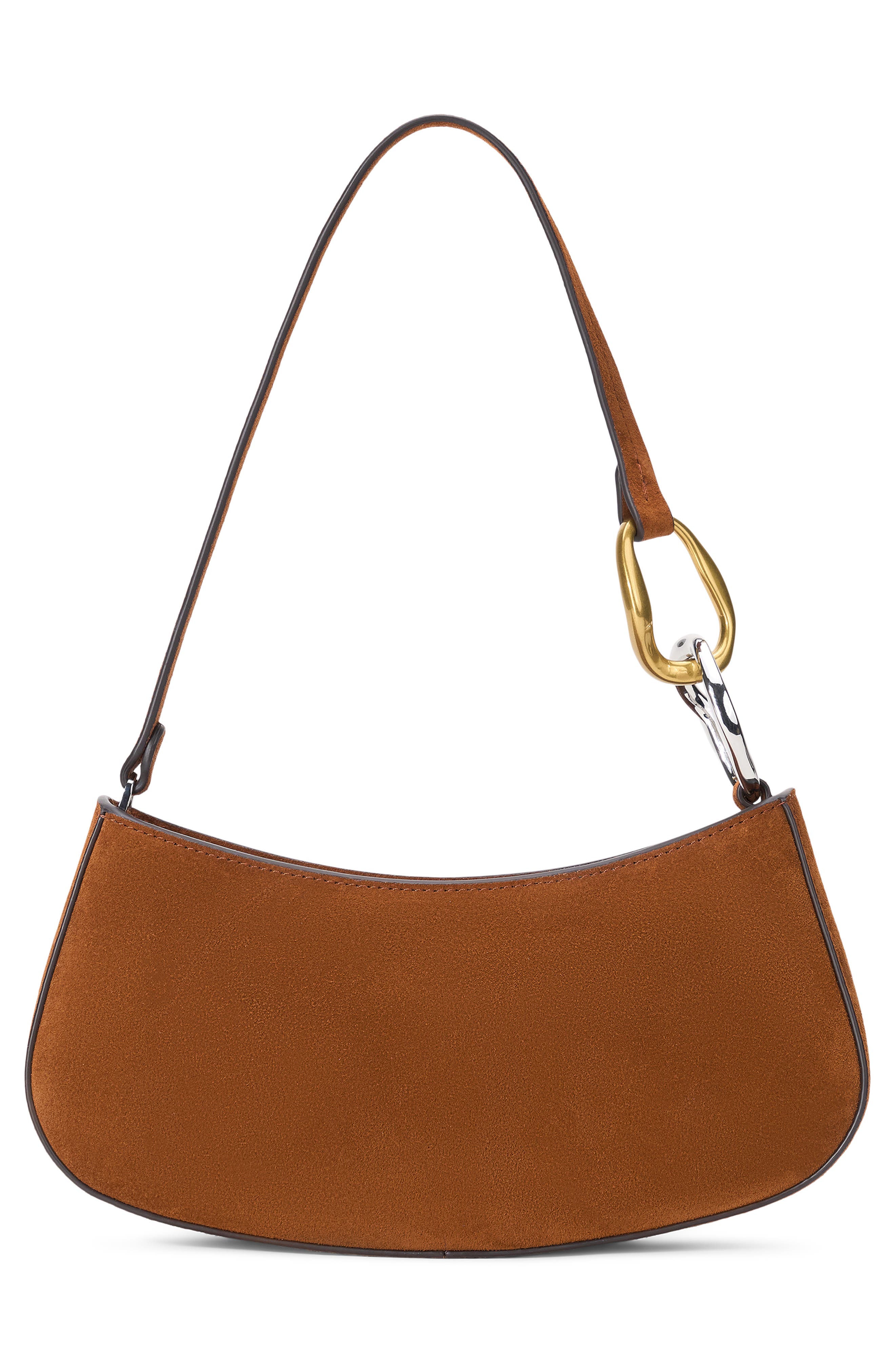 STAUD Ollie Suede Shoulder Bag, Alternate, color, Tabac