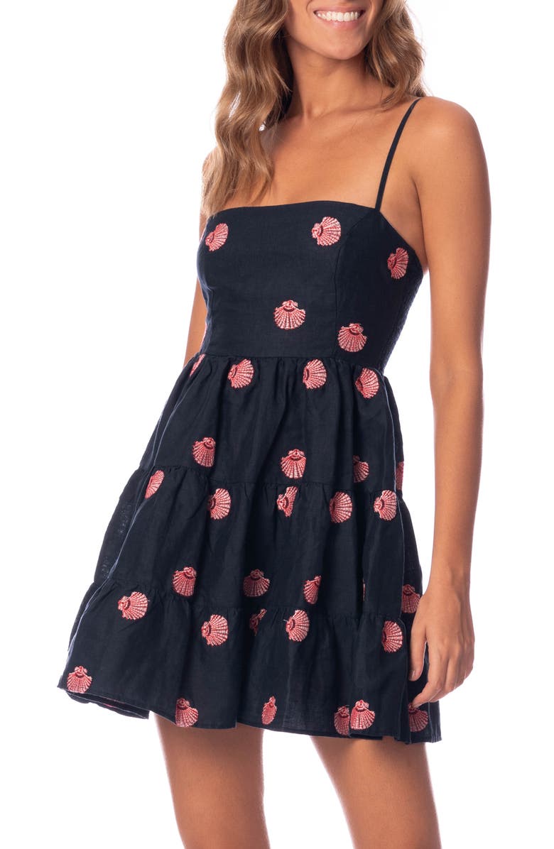 Maaji Sea Shells Emily Embroidered Linen Cover-Up Dress, Alternate, color, 