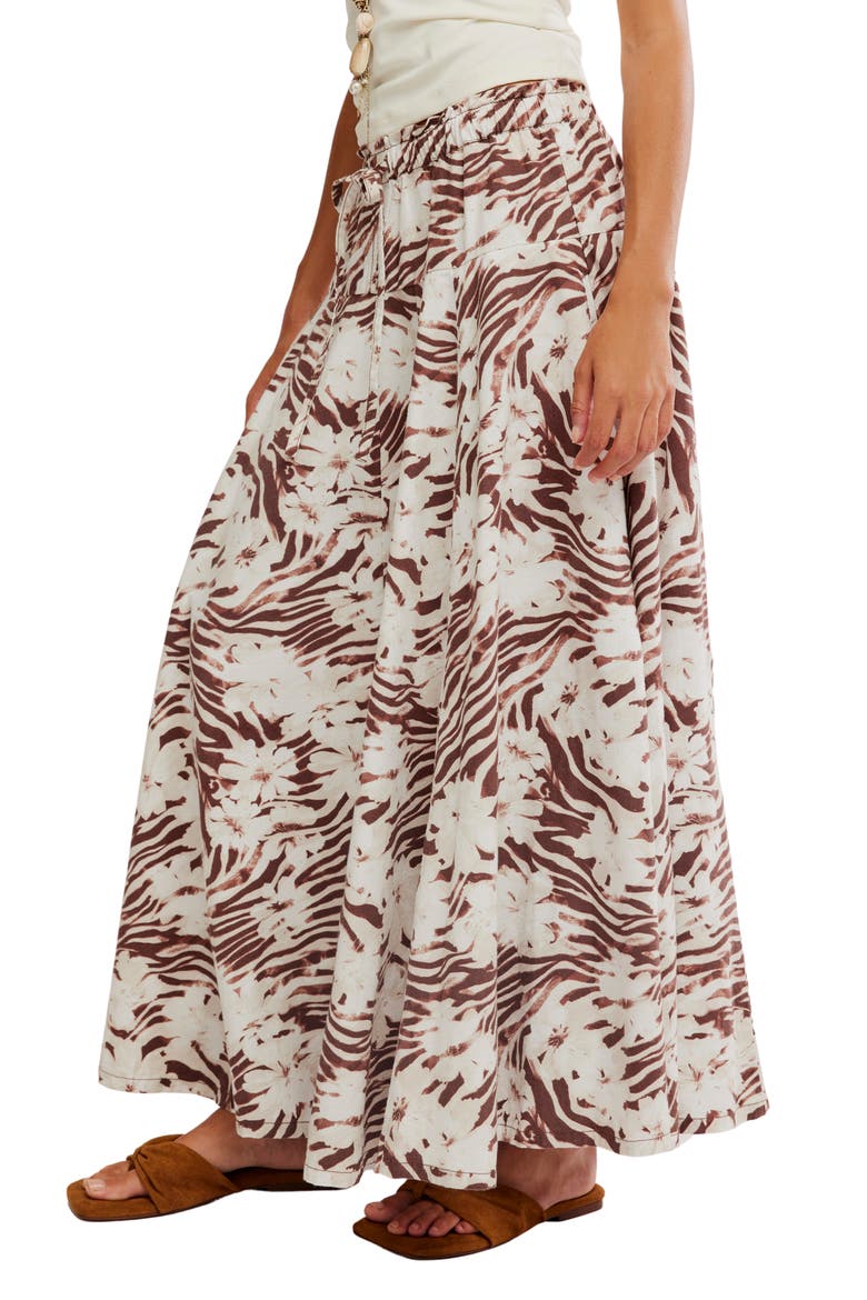 Zephyr Print Convertible Bustle Maxi Skirt, Alternate, color, CHOCOLATE COMBO