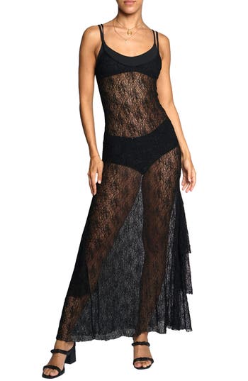 Know One Cares Lace Slipdress In Black