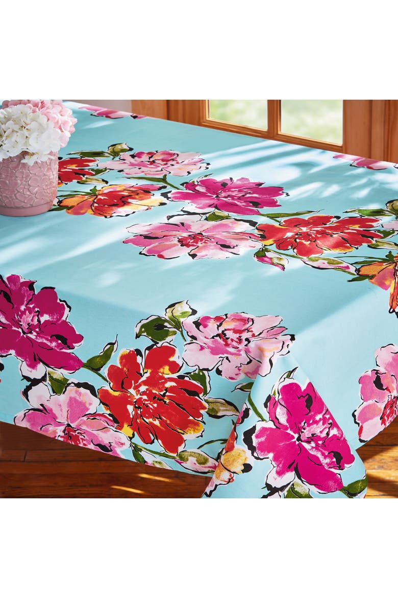 In Bloom Tablecloth Multi Cotton Spring, Alternate, color, Blue