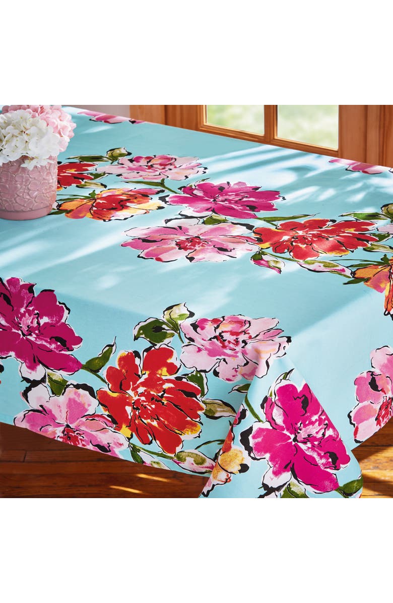 tag In Bloom Tablecloth Multi Cotton Spring, Alternate, color, Blue