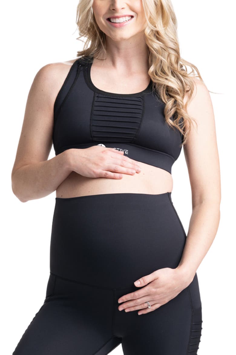Kahina Active Maternity/Nursing Sports Bra, Alternate, color, BLACK