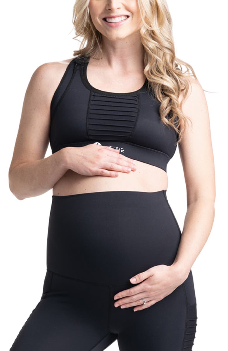 Preggo Leggings Kahina Active Maternity/Nursing Sports Bra, Alternate, color, Black