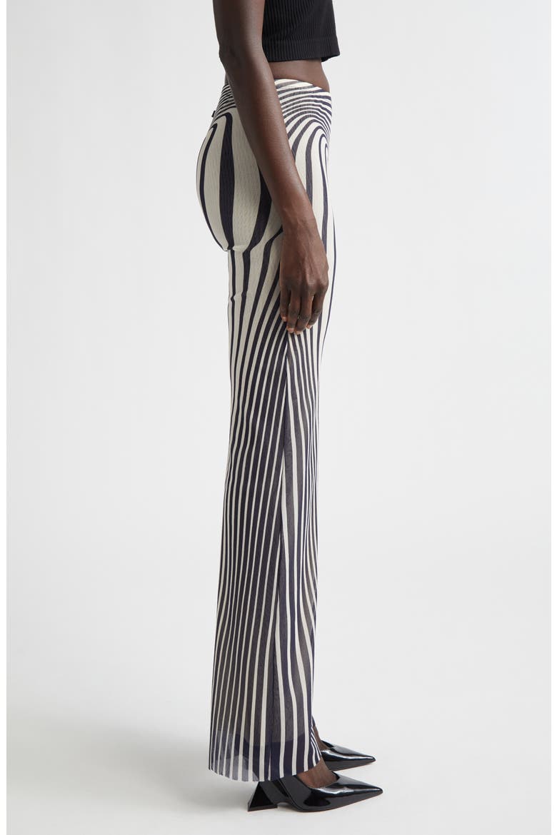 Re-Edition Body Morphing Trompe l'Oeil Mesh Flare Pants, Alternate, color, ECRU/ NAVY