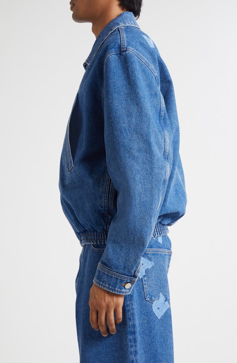 Marni Denim Bomber Jacket, Alternate, color, Ocean