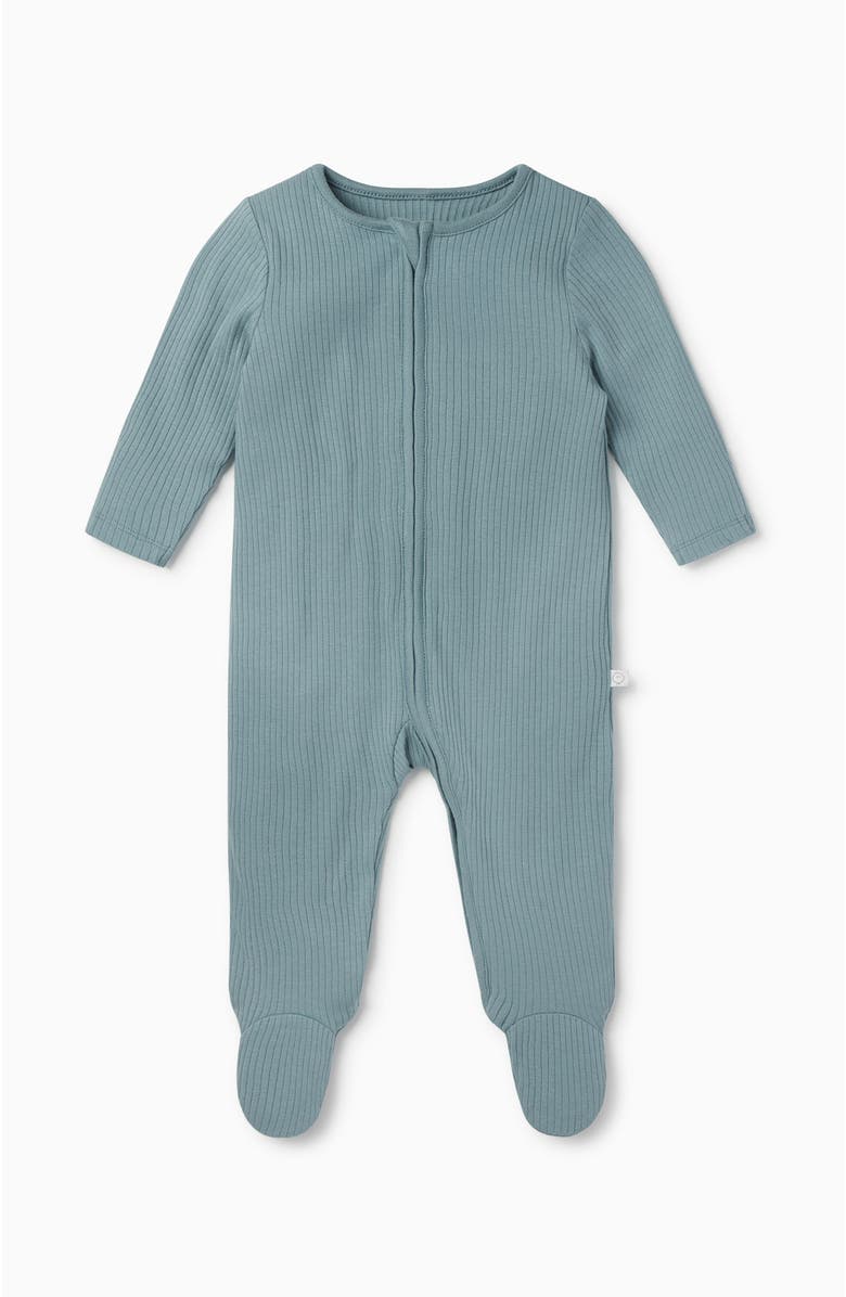 MORI Ribbed Two Way Zip-Up Sleepsuit, Main, color, Sky