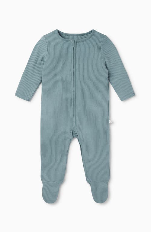 Mori Ribbed Two Way Zip-up Sleepsuit In Blue