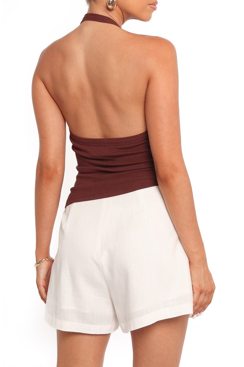 Yulissa Asymmetric Rib Halter Top, Alternate, color, CHOCOLATE BROWN