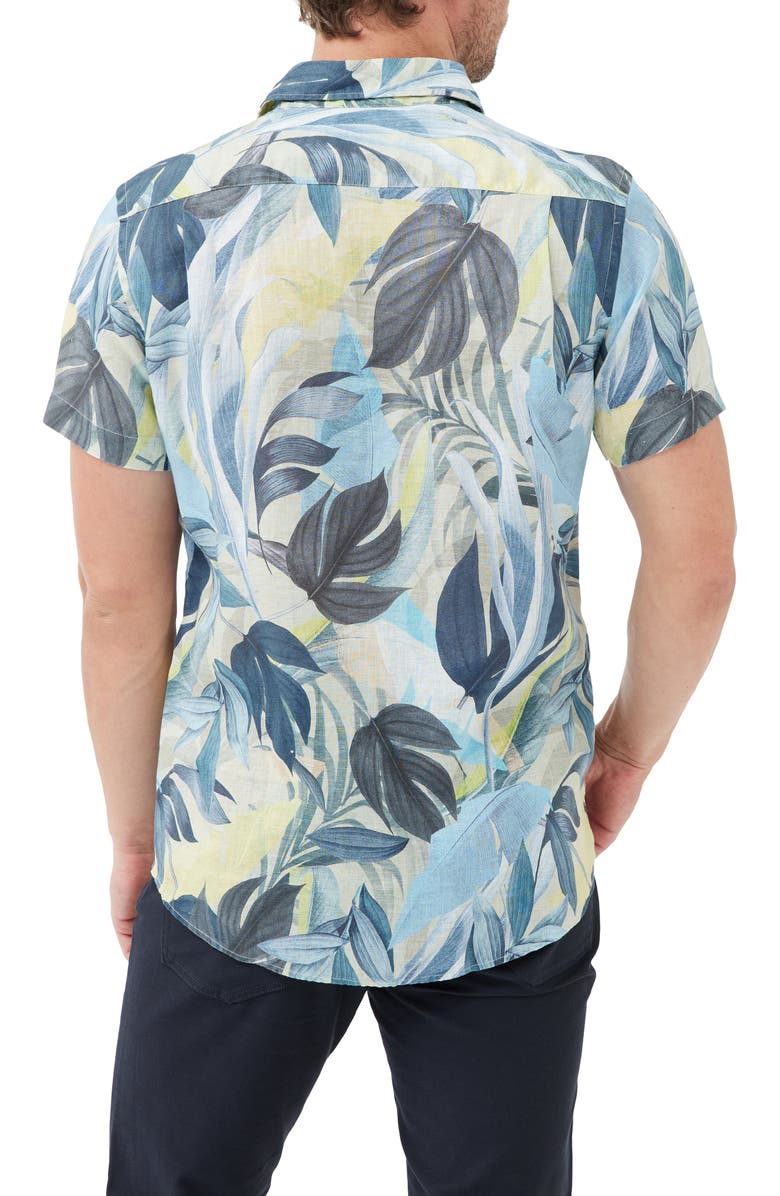 Rodd & Gunn Edwin Street Leaf Print Short Sleeve Linen Button-Up Shirt, Alternate, color,