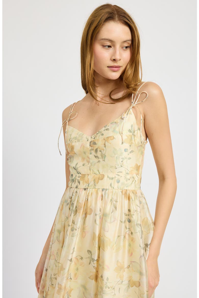 Elliott Floral Tiered Organza Midi Dress, Alternate, color, YELLOW OLIVE