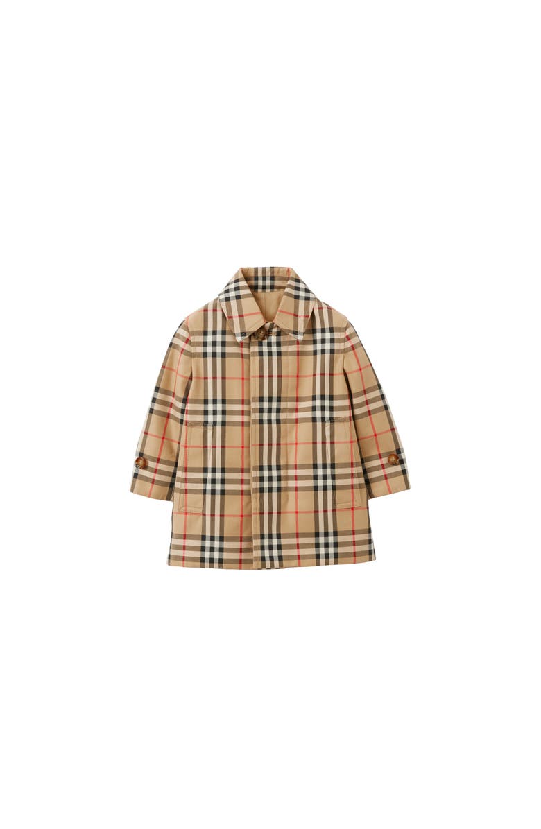 Burberry Reversible Check Gabardine Car Coat, Alternate, color, Archive Beige