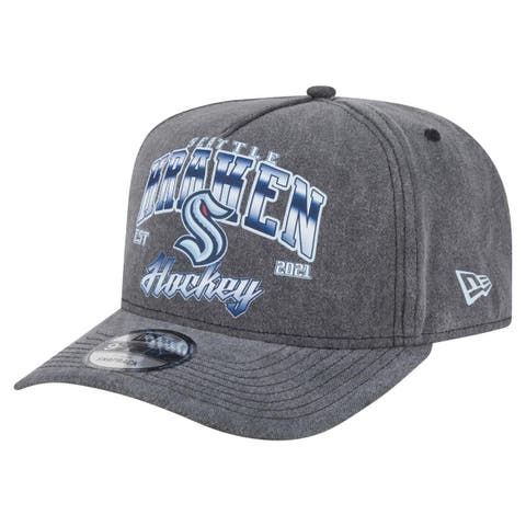 Men's New Era  Charcoal Seattle Kraken Throwback Washed A-Frame Pre-Curved 9FIFTY Snapback Hat