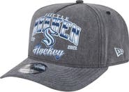 New Era Men's New Era Charcoal Seattle Kraken Throwback Washed A-Frame Pre-Curved 9FIFTY Snapback Hat