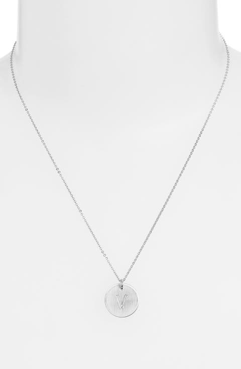 Sterling Silver Initial Disc Necklace