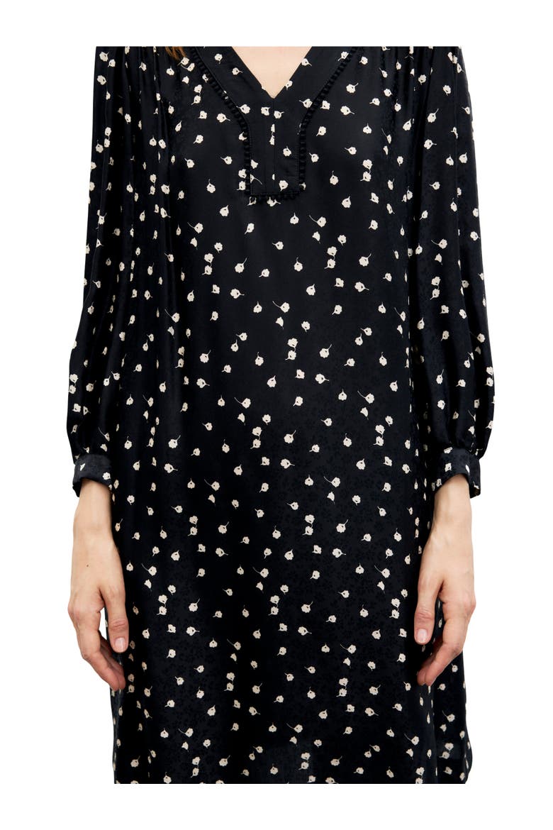 Clemi Printed V-Neck Mini Dress, Alternate, color, Black