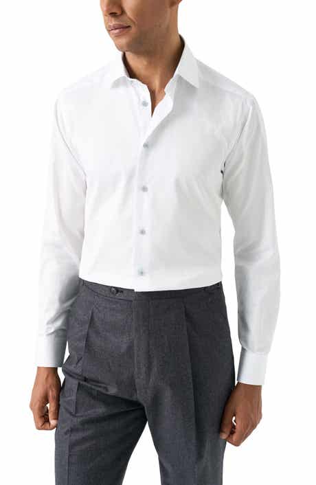 Slim Fit Solid with Floral Detail Signature Twill Button-Up Shirt