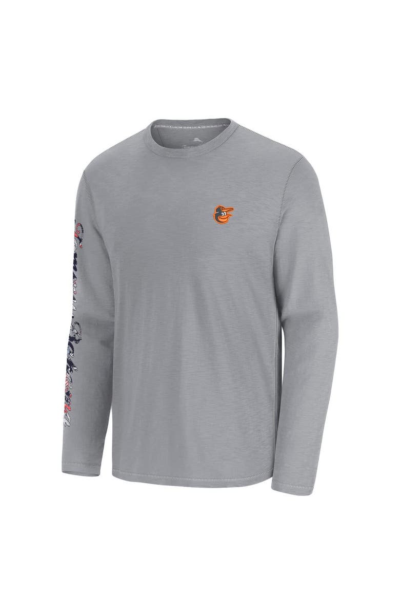 Tommy Bahama Men's Tommy Bahama  Gray Baltimore Orioles Tropic Curveball Lux Long Sleeve T-Shirt, Alternate, color, 