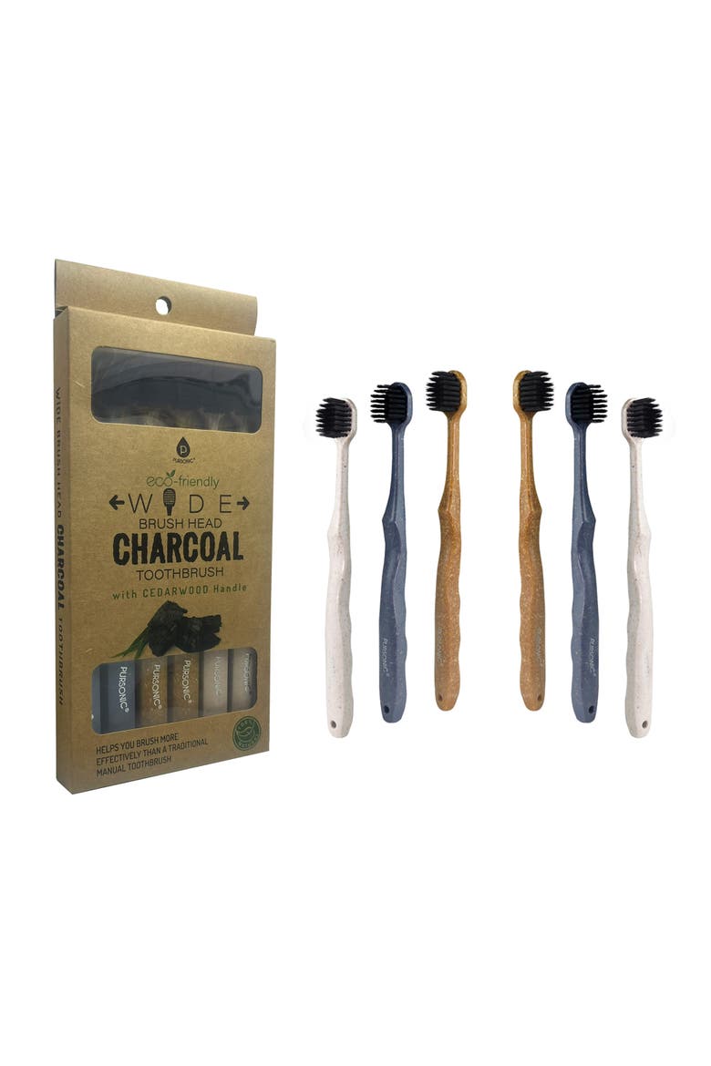 Wide Brush Head Charcoal Toothbrush, Alternate, color, Multicolor