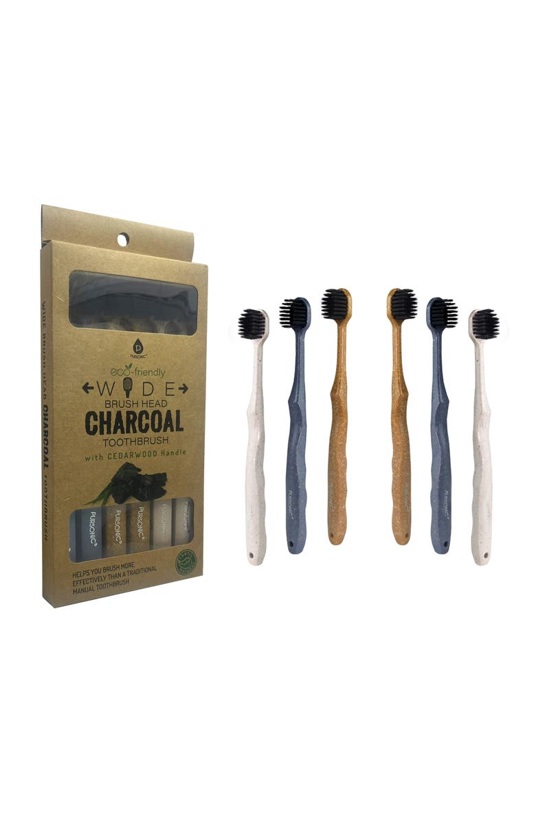 PURSONIC Wide Brush Head Charcoal Toothbrush, Alternate, color, Multicolor