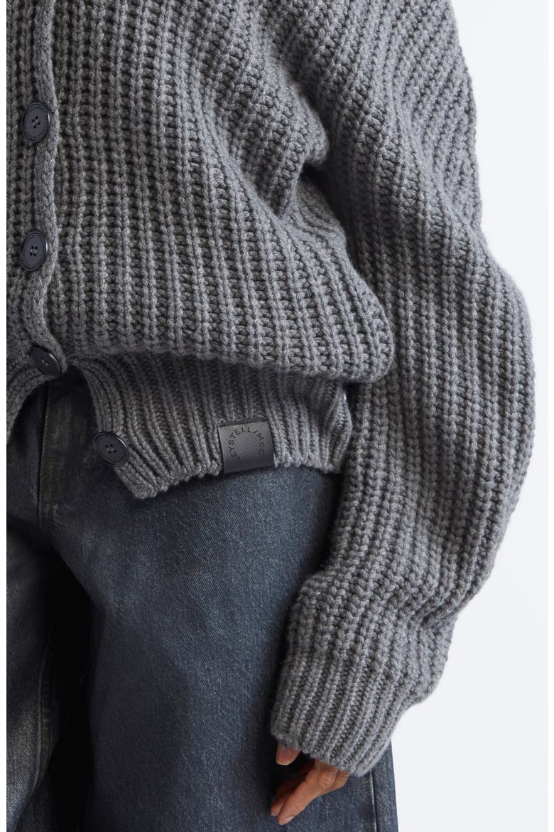 Hooded Oversize Recycled Cashmere & Virgin Wool Rib Cardigan, Alternate, color, DARK GREY MELANGE