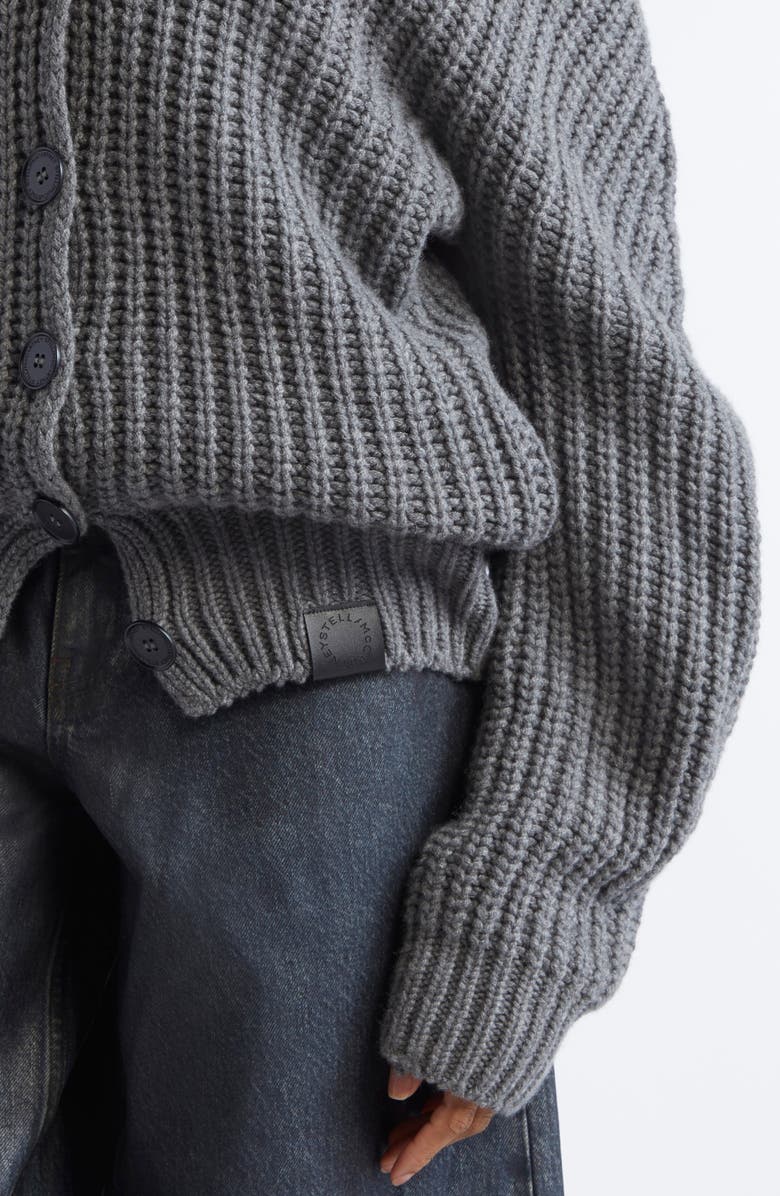 Stella McCartney Hooded Oversize Recycled Cashmere & Virgin Wool Rib Cardigan, Alternate, color,