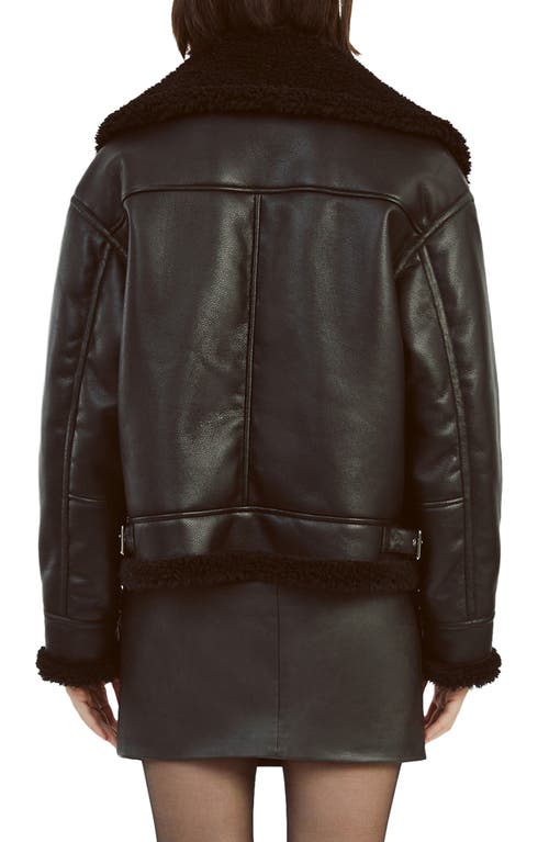 Bardot Dasha Faux Shearling & Faux Leahter Jacket In Black