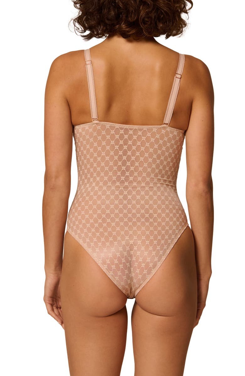 Simone Perele Plume Embroidered Underwire Shaping Bodysuit, Alternate, color, Peau Rose