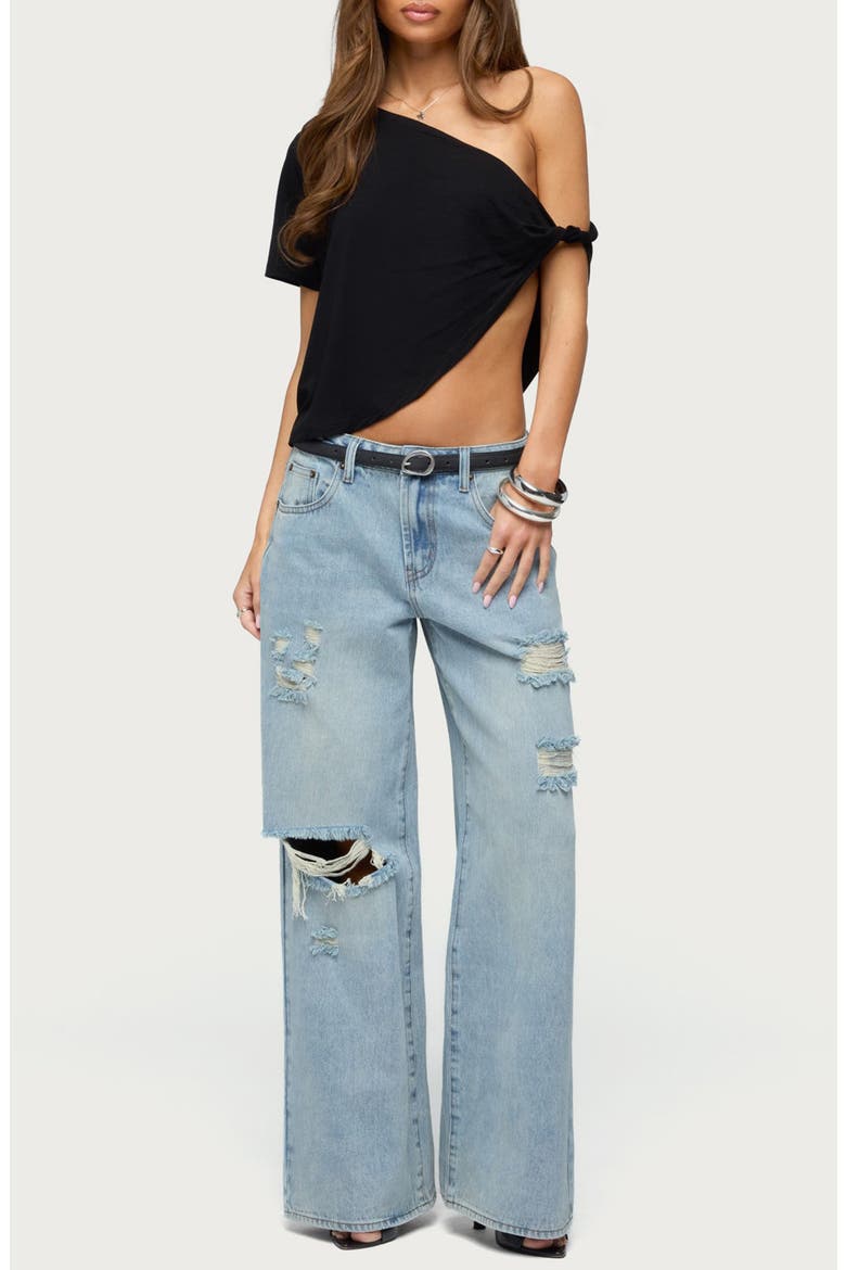 Asymmetric One-Shoulder Top, Alternate, color, BLACK
