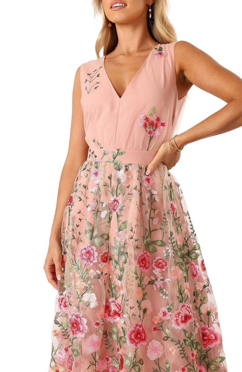 Petal & Pup Wonderland Floral Embroidery Midi Dress, Alternate, color, 