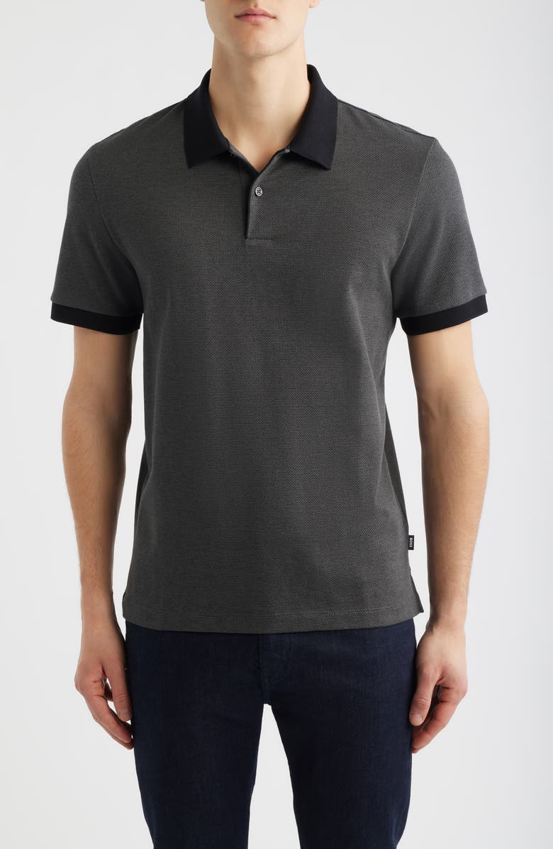 BOSS Parlay Cotton Piqué Polo, Main, color, Black