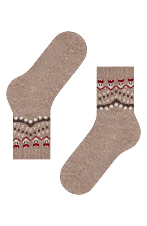 Falke Fair Isle Crew Socks In Brown
