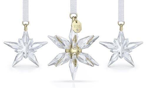 Swarovski 2025 Annual Edition Set Of 3 3d Crystal Snowflake Ornaments In White