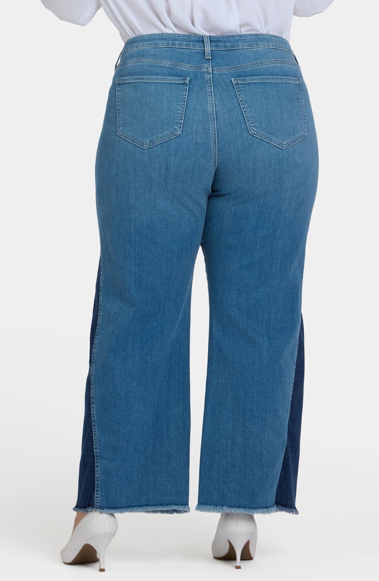 NYDJ Teresa Frayed Two-Tone Wide Leg Jeans, Alternate, color, Avenue Blue