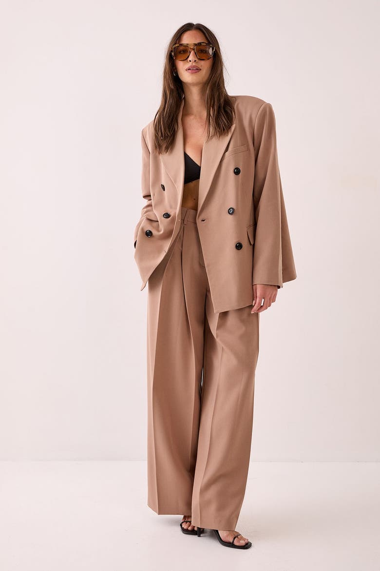 Double Breasted Oversized Blazer, Alternate, color, Taupe