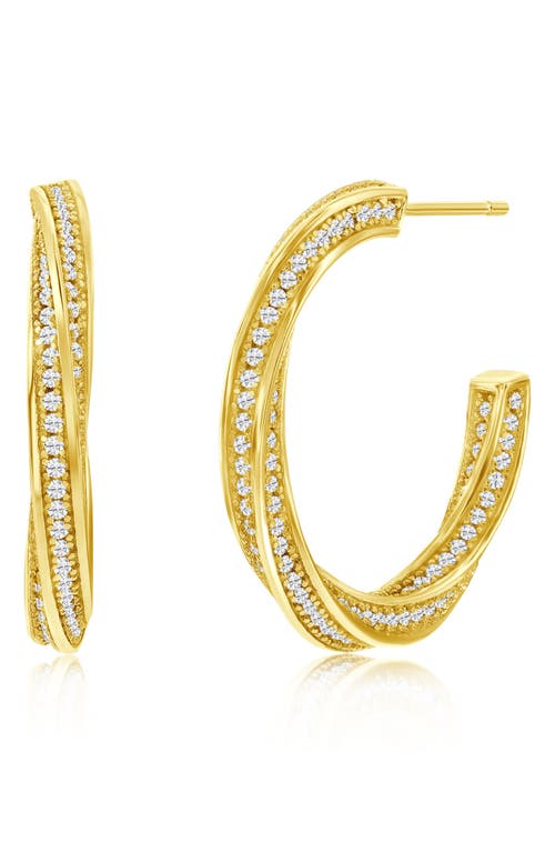 Suzy Levian Pavé Cubic Zirconia Twisted Hoop Earrings