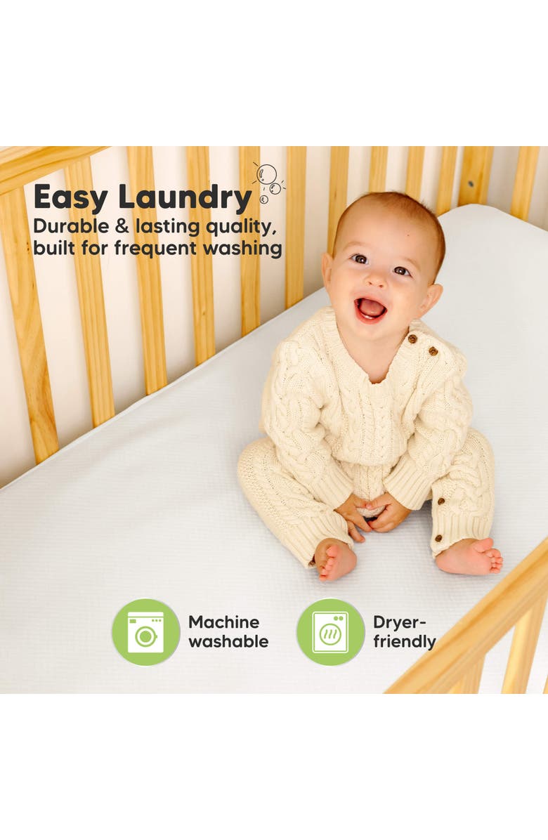 KeaBabies 2-Pack Quin Protect+ Waterproof Crib Mattress Protector, Alternate, color, Soft White
