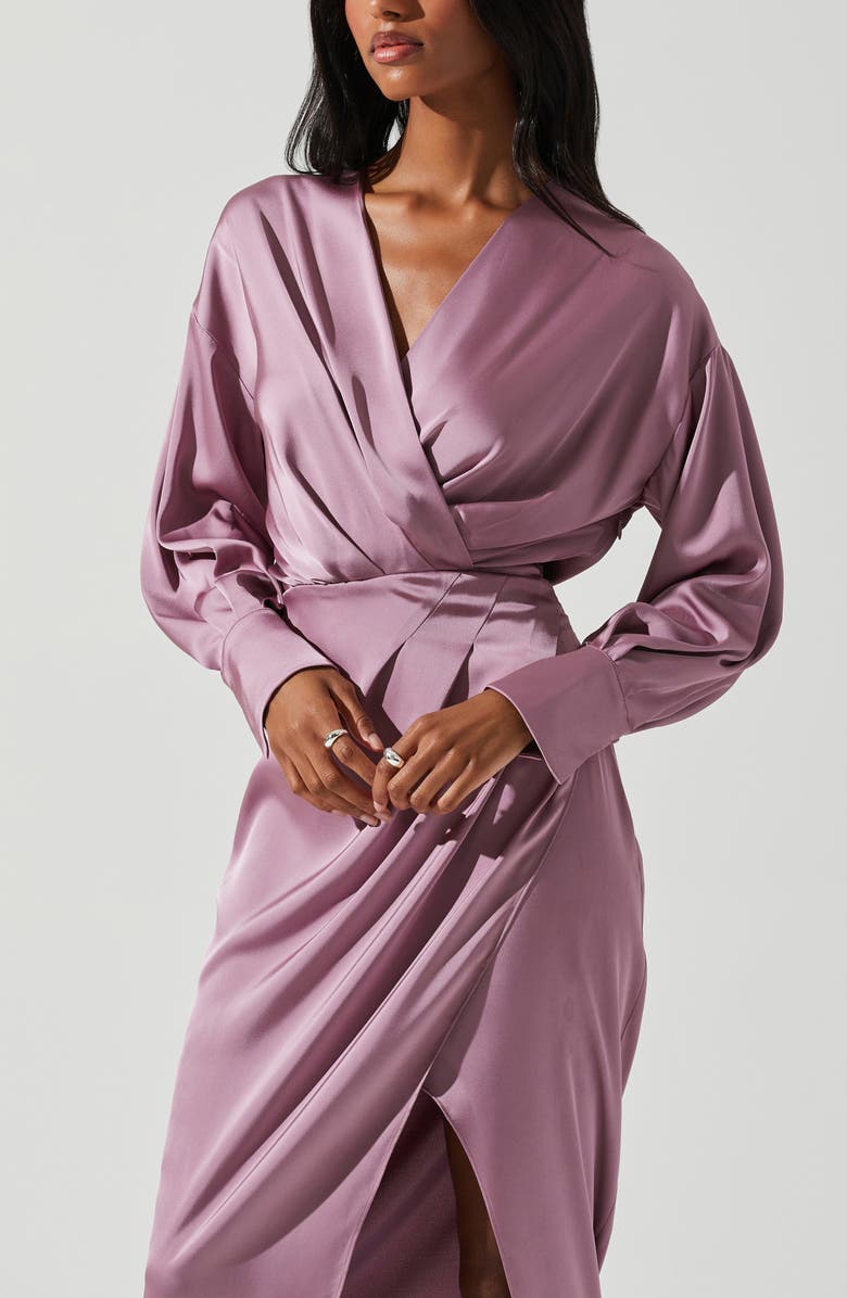 Sadyra Long Sleeve Satin Midi Dress