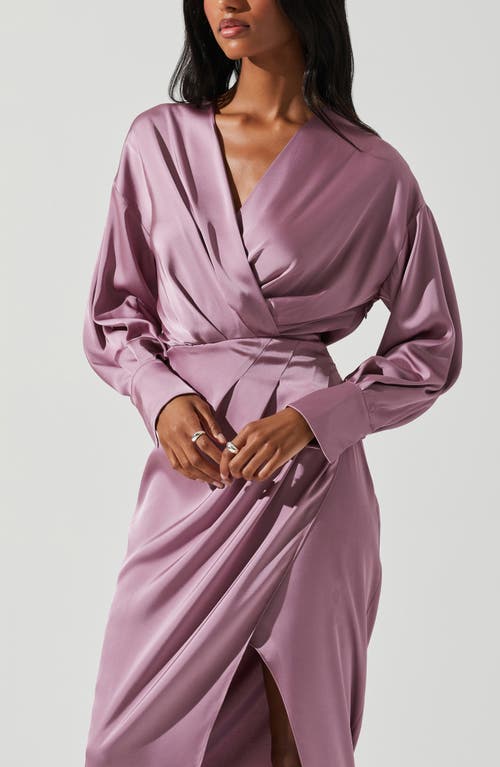 Astr The Label Sadyra Long Sleeve Satin Midi Dress In Pink