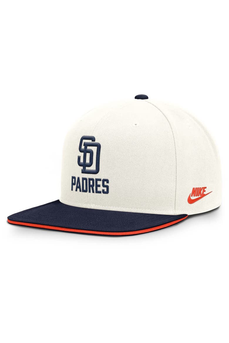 Men's Nike Cream/Navy San Diego Padres Cooperstown Pro Dri-FIT Snapback Hat, Main, color, Cream