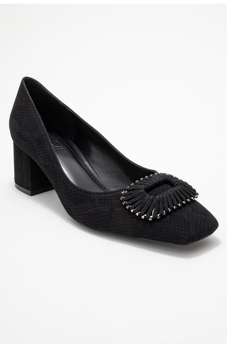Prologue Shoes Velora Buckle Square Toe Block Heel Pump, Main, color, Black Pattern