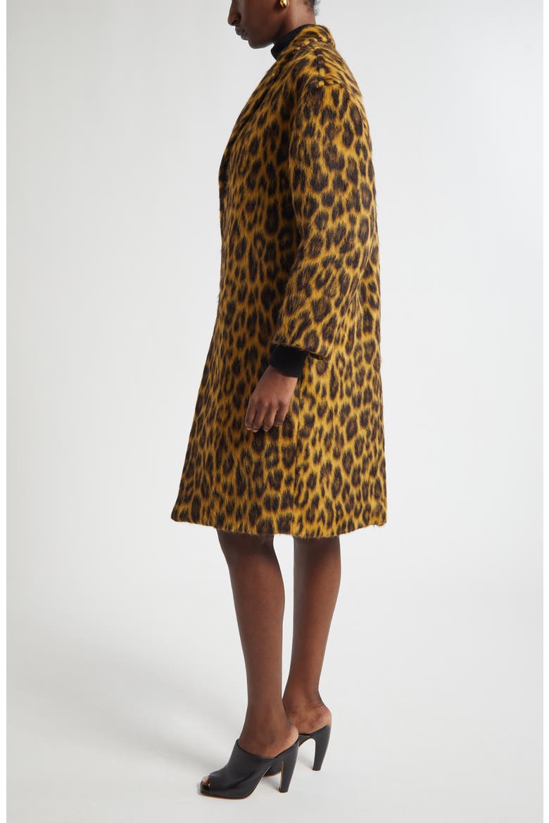 Leopard Print Brushed Alpaca, Wool & Silk Coat, Alternate, color, 2712 CAMEL/ BLACK/ BROWN